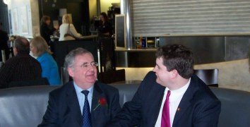 Click on image to see full-sized version Mayo men share a laugh at the conference.
