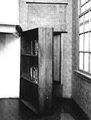 Click on image to see full-sized version the bookcase at 263 Prinsengracht which opened to Anne Frank's hiding place