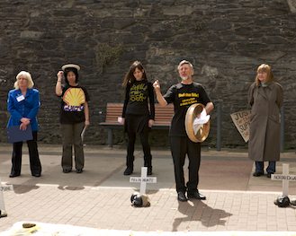 Click on image to see full-sized version MAOR Derry Street Theatre Group do a piece on the trial against Shell in New York for crimes against humanity and the environment in Nigeria.