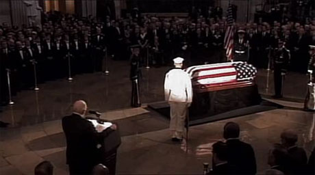 Click on image to see full-sized version Cheney gives the eulogy at Bush's funeral