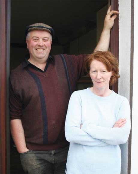 Click on image to see full-sized version Willie Corduff with his wife Mary at the door of their farmhouse in Rossport, Co Mayo