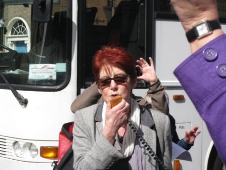 Ailbhe Smyth of Feminist Open Forum addresses the protest