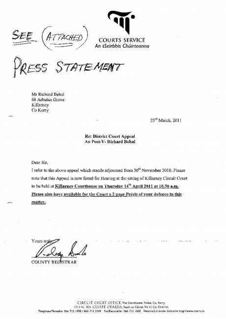 Court notice - CLICK to READ