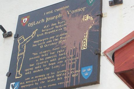 the plaque which was attacked by 10 touts last year