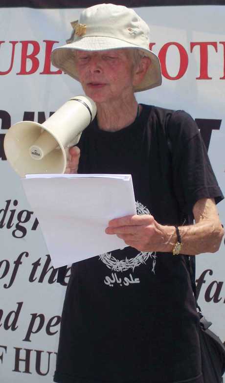 Sr. Anne Mongomery commemorating 14 Gazan fishermen killed since 2004