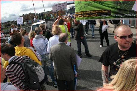 Supporters from East Wall/North Wall joins up with Ringsend/Irishtown on the Point Depot Bridge