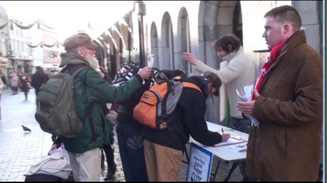 Galway Unites Against Cuts info table, Shop Street, 25-11-2010