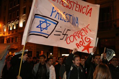 Click on image to see full-sized version Israeli state terrorism likened to nazi acts on streets of Barcelona