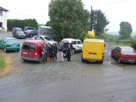 Liam O�Sullivan�s car, the dark grey Citroen, blockaded between horsebox and cars.