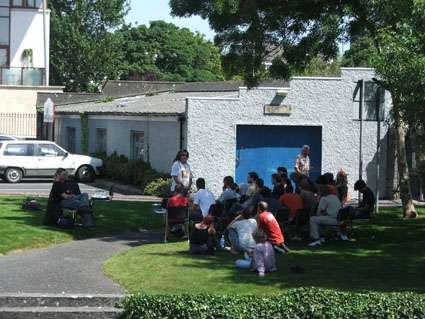 Meeting at the back of the Human Rights Centre