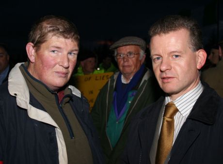 Trevor Sargent with Philip McGrath of the Rossport Five at Bellanaboy on October 24th, 2006 