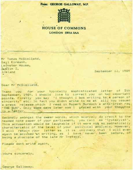 In full colour - George Galloway dismisses Workers Party support for British policy in Ireland