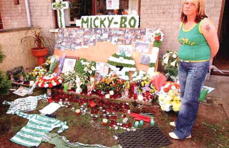 Click on image to see full-sized version Michael's mother Gina McIlveen outside her home in Ballymena (McKay IT 13 May 06)