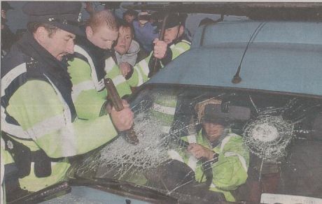 Click on image to see full-sized version Shell's cops (kindly provided by Bertie) deal calmly and professionally with this daunting 53 yr old school mistress being pushed along at close to one mph