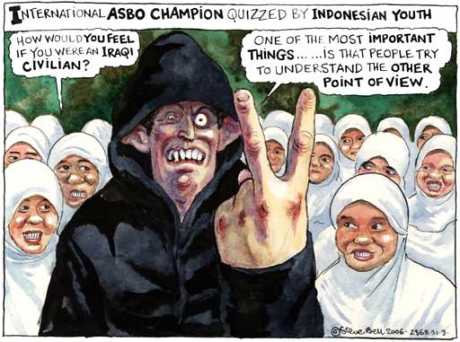 Click on image to see full-sized version my pal Steve Bell of the Guardian newspaper was the first one to notice "Blair's eye", my granny would have thought that dead give-away, "don't trust that one".